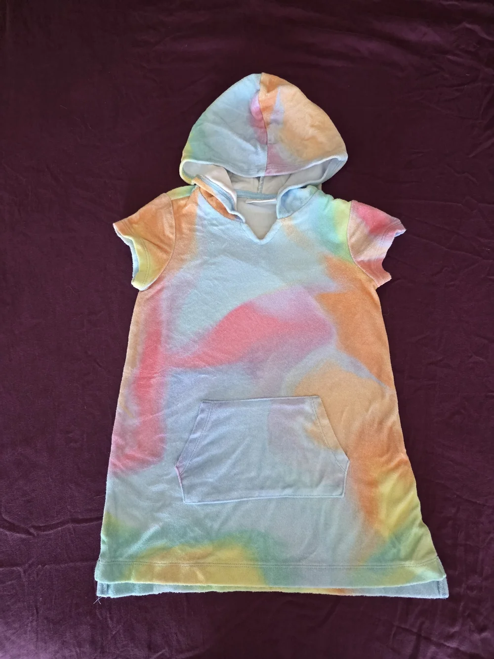 Place Girls' Pastel Tie-Dye Hooded Swim Cover-up